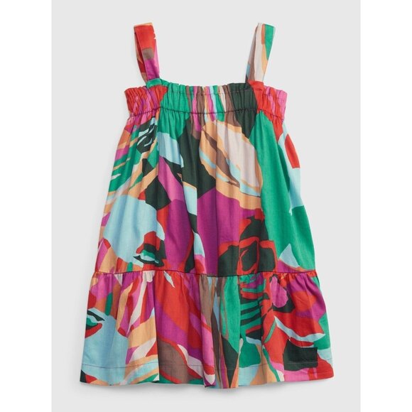 Girls' GAP Bright Floral Printed Cotton Poplin Tiered A-Line Dress, Size 5T - Picture 7 of 9